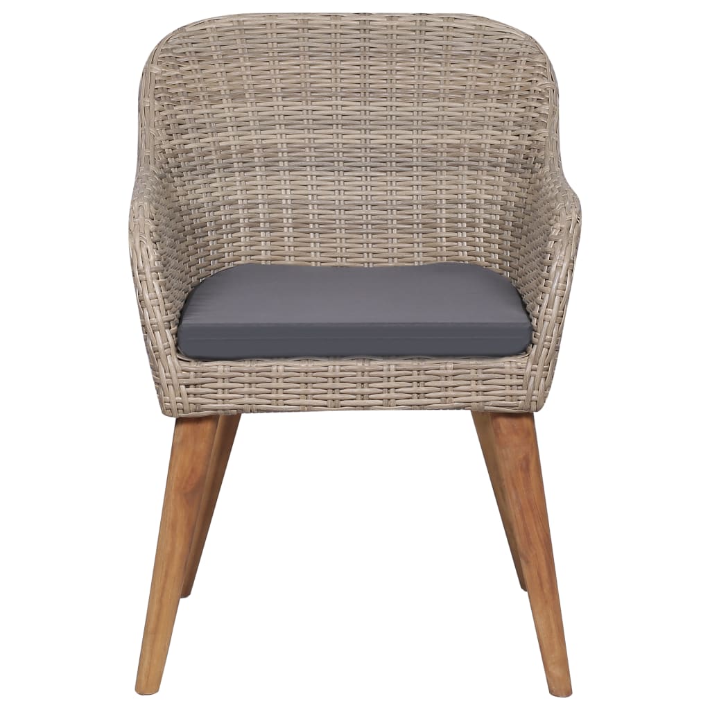vidaXL Patio Chairs with Cushions 2 pcs Poly Rattan Brown 44156