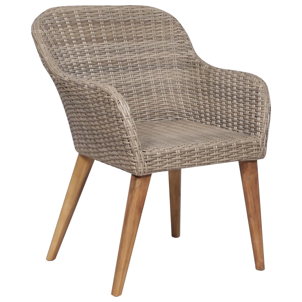 vidaXL Patio Chairs with Cushions 2 pcs Poly Rattan Brown 44156