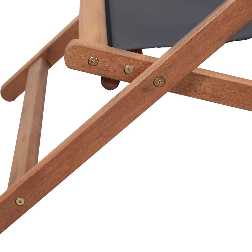 vidaXL Folding Beach Chair Fabric and Wooden Frame Gray 43997