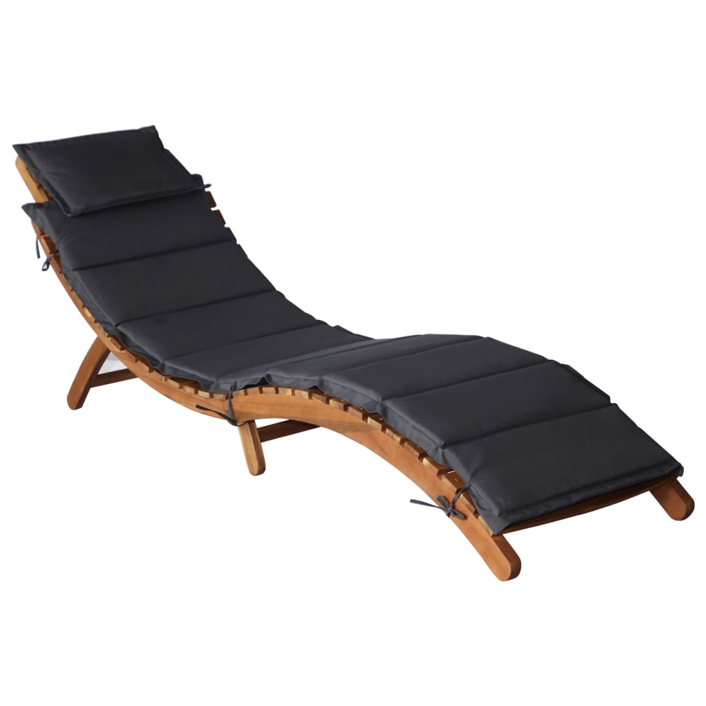 vidaXL Sun Lounger with Cushion Solid Acacia Wood Dark Gray 46651