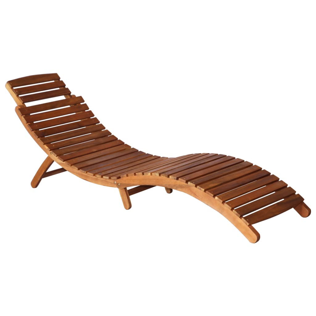 NYB Sunlounger with Table Solid Acacia Wood Brown 46653 - nybusiness