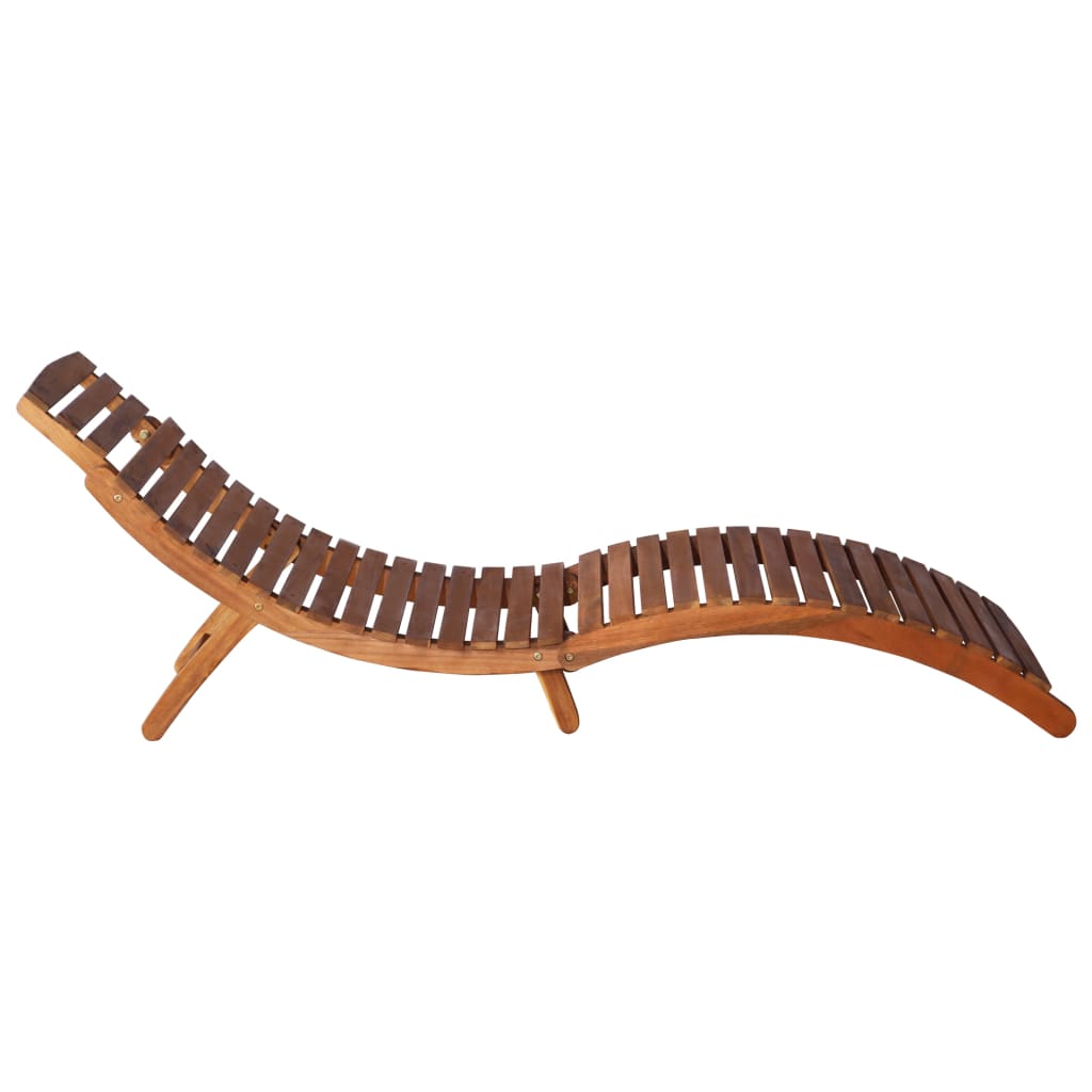 NYB Sunlounger with Table Solid Acacia Wood Brown 46653 - nybusiness