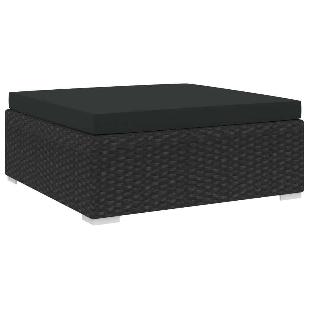 vidaXL Sectional Footrest with Cushion Poly Rattan Black 48299