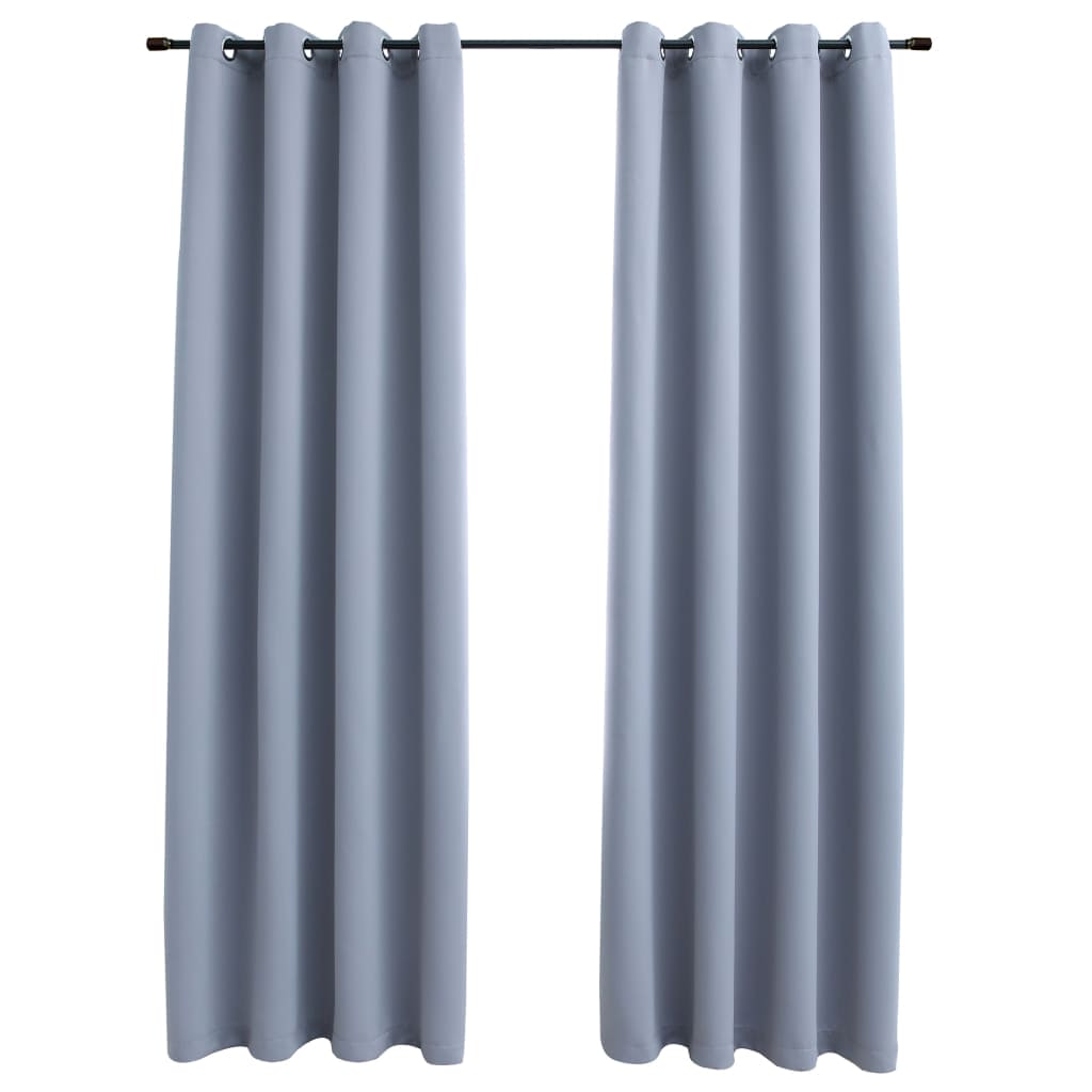 vidaXL Blackout Curtains with Rings 2 pcs Gray 54"x63" Fabric 134849