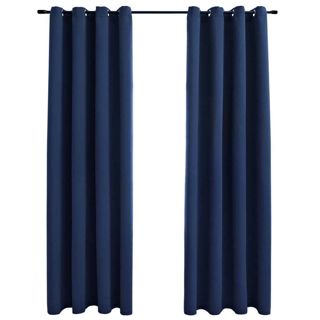 vidaXL Blackout Curtains with Rings 2 pcs Navy Blue 54"x63" Fabric 134861