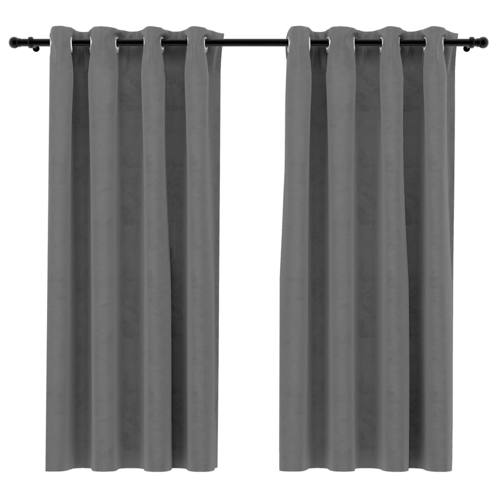 vidaXL Blackout Curtains with Rings 2 pcs Gray 54"x95" Velvet 134821
