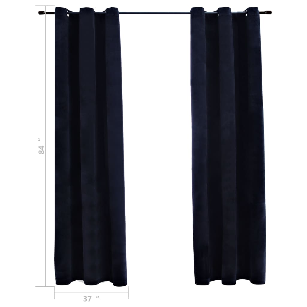 vidaXL Blackout Curtains with Rings 2 pcs Black 37"x84" Velvet 134805