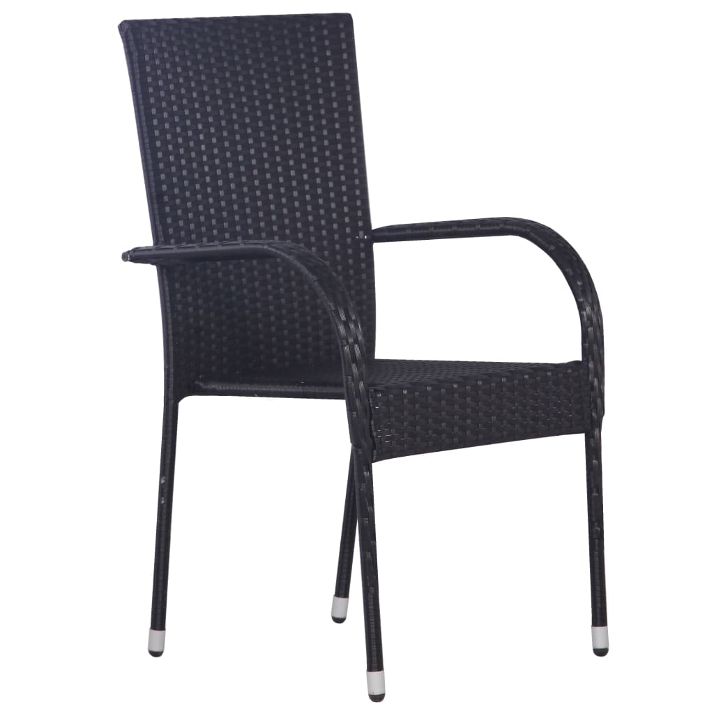 vidaXL Stackable Patio Chairs 4 pcs Poly Rattan Black 310084