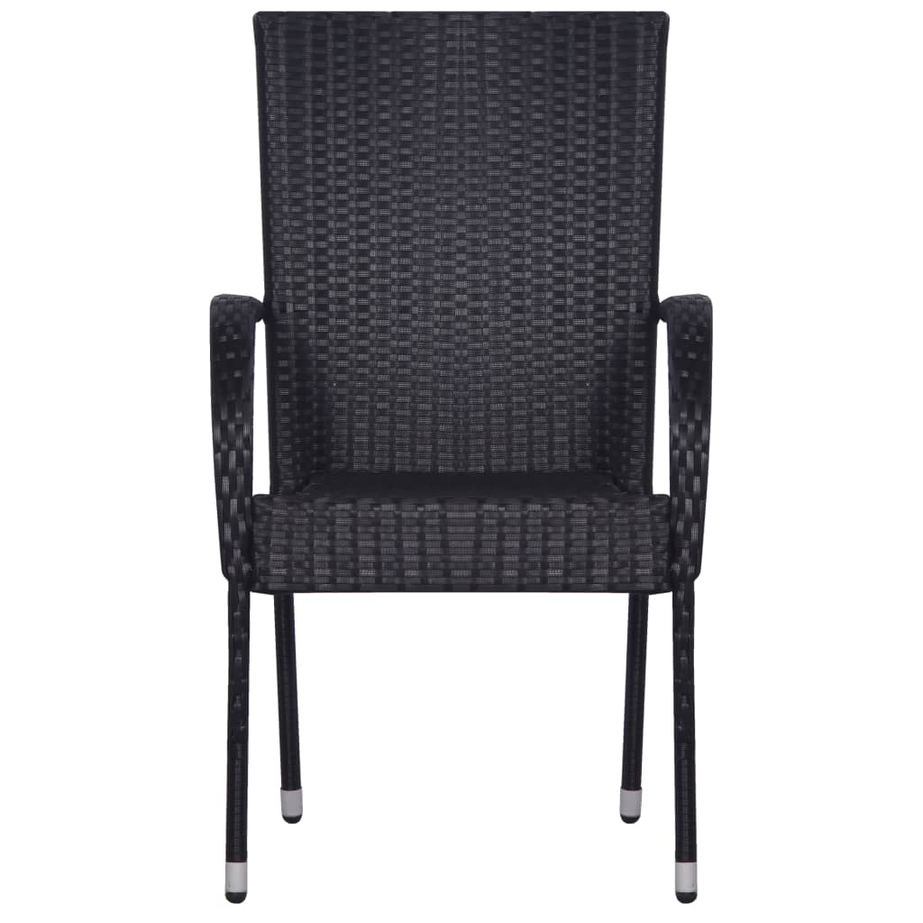 vidaXL Stackable Patio Chairs 6 pcs Poly Rattan Black 310087