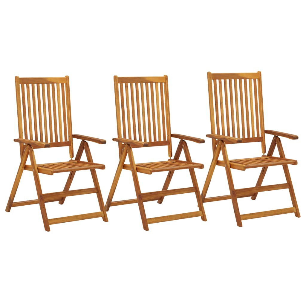 vidaXL Patio Reclining Chairs 3 pcs Solid Acacia Wood 311847