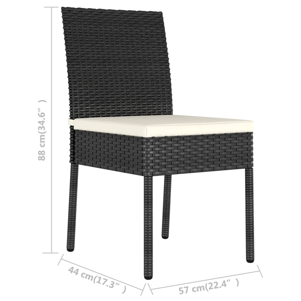 vidaXL Patio Dining Chairs 2 pcs Poly Rattan Black 315106