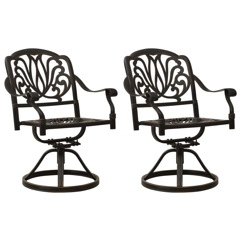 vidaXL Swivel Patio Chairs 2 pcs Cast Aluminum Bronze 315576