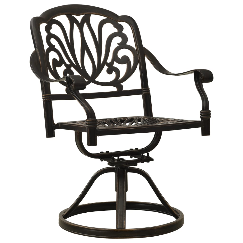 vidaXL Swivel Patio Chairs 2 pcs Cast Aluminum Bronze 315576