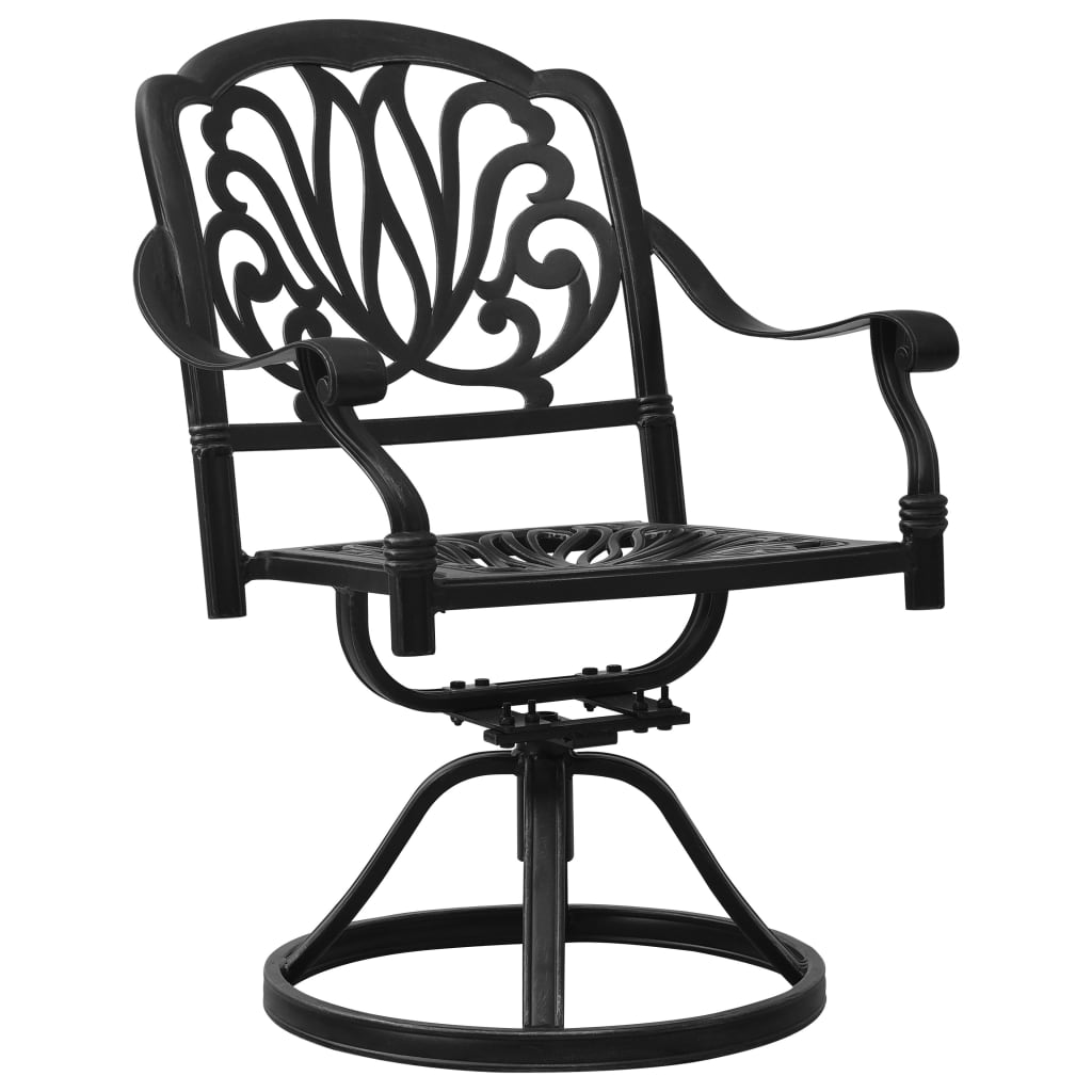 vidaXL Swivel Patio Chairs 2 pcs Cast Aluminum Black 315577