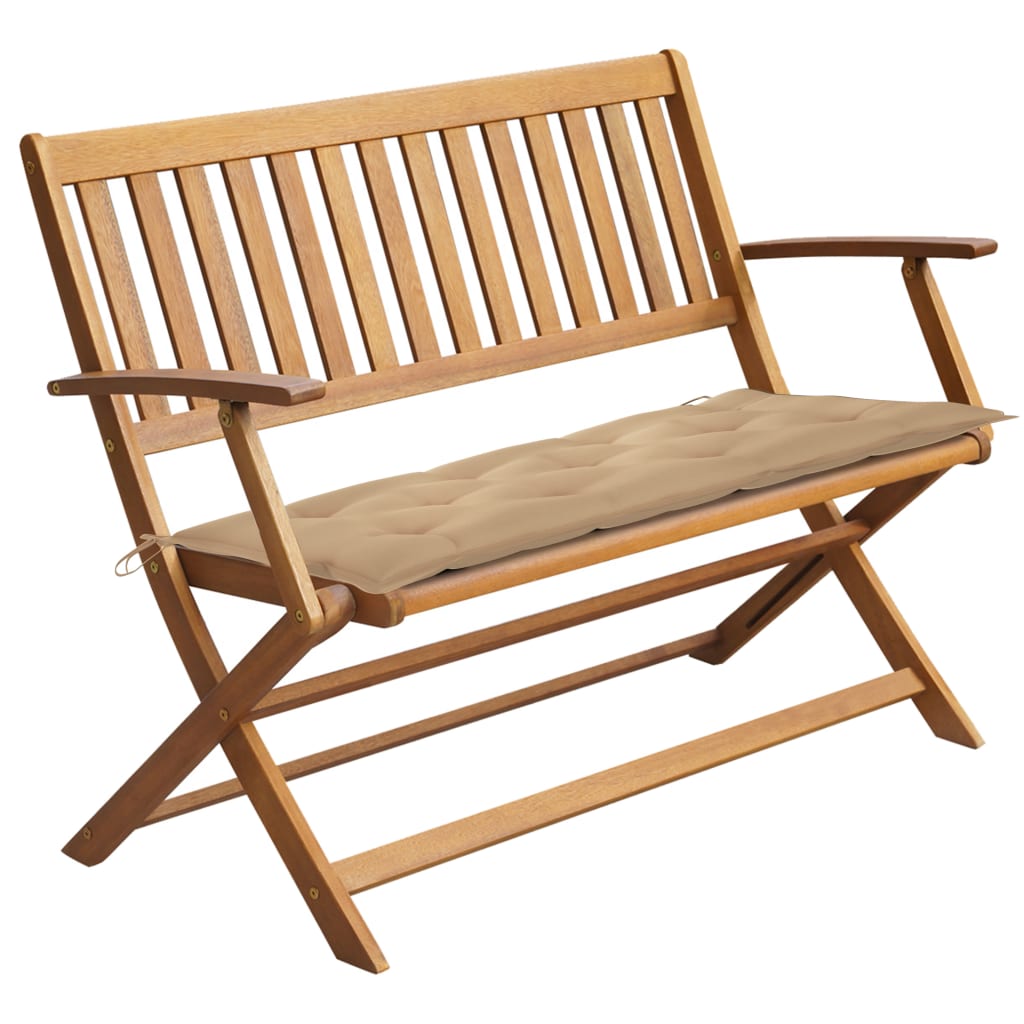 vidaXL Patio Bench with Cushion 47.2'' Solid Acacia Wood 3064257