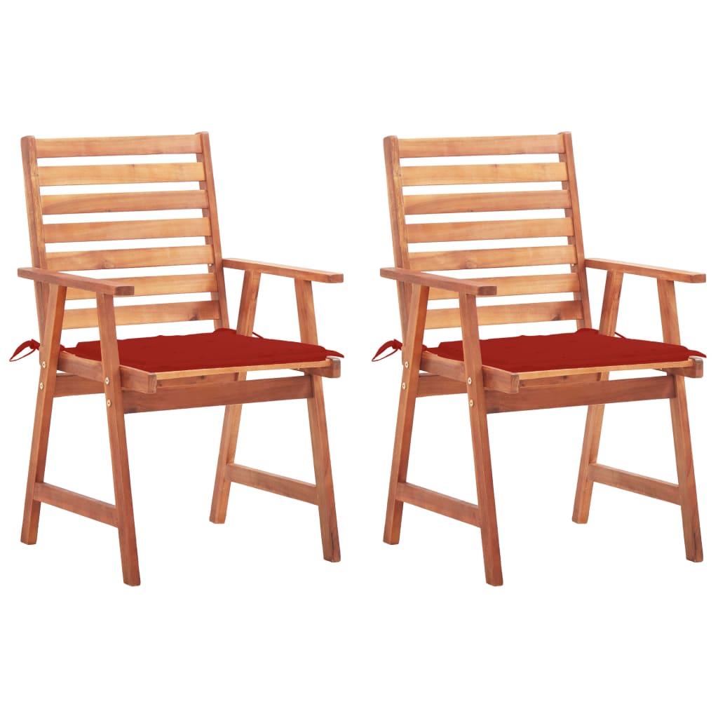 vidaXL Patio Dining Chairs 2 pcs with Cushions Solid Acacia Wood 3064326