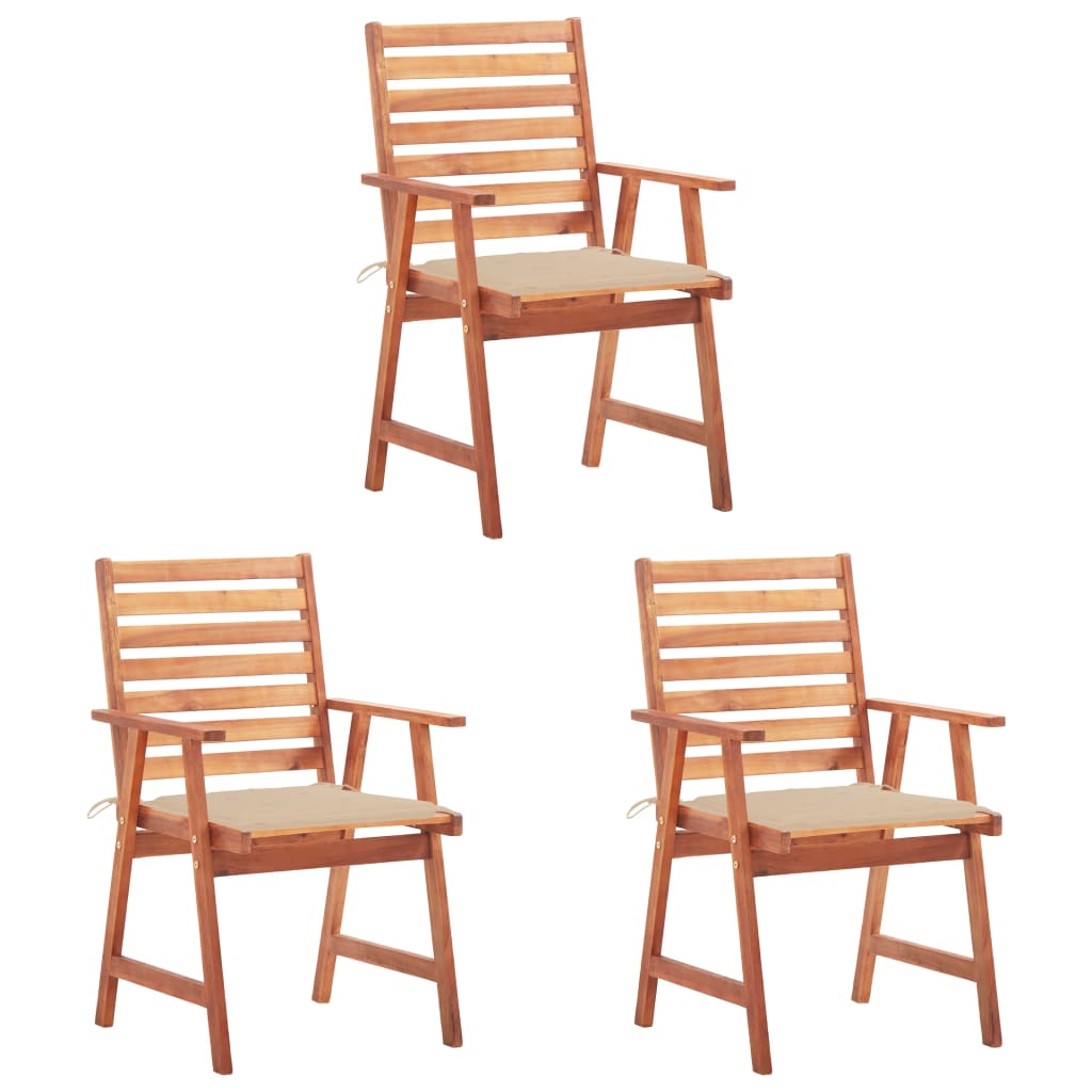 vidaXL Patio Dining Chairs 3 pcs with Cushions Solid Acacia Wood 3064350