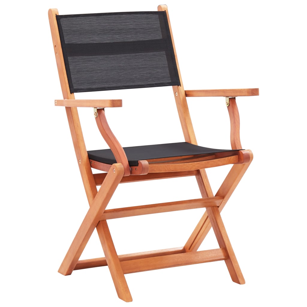 vidaXL Folding Patio Chairs 2 pcs Solid Eucalyptus Wood&Textilene 316120