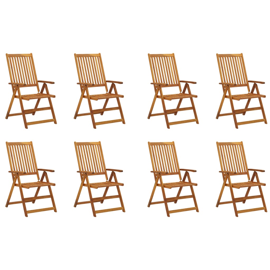 vidaXL Folding Patio Chairs with Cushions 8 pcs Solid Acacia Wood 3075055