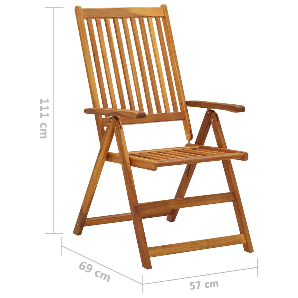 vidaXL Folding Patio Chairs with Cushions 8 pcs Solid Acacia Wood 3075055