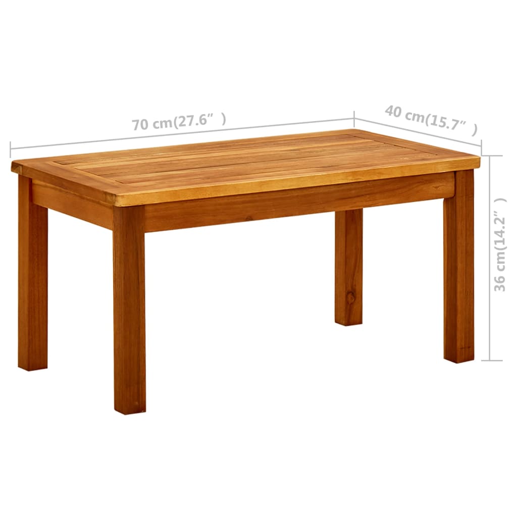 vidaXL Patio Coffee Table 27.6"x15.7"x14.2" Solid Acacia Wood 316399