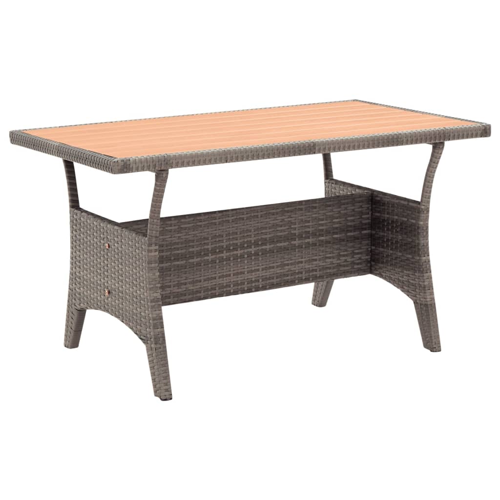 vidaXL Patio Table Gray 47.2"x27.6"x26" Poly Rattan 316584