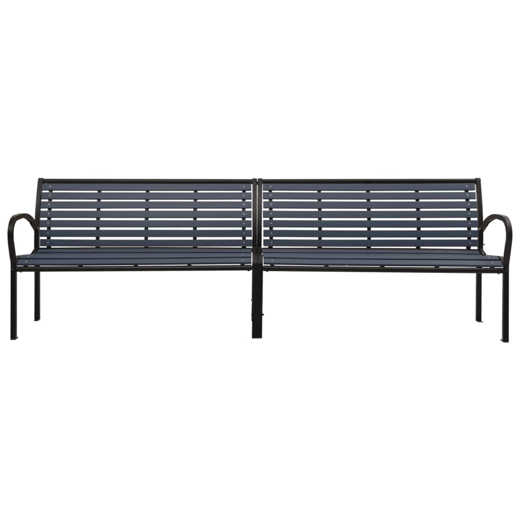 vidaXL Twin Patio Bench 98.8" Steel and WPC Black 317127