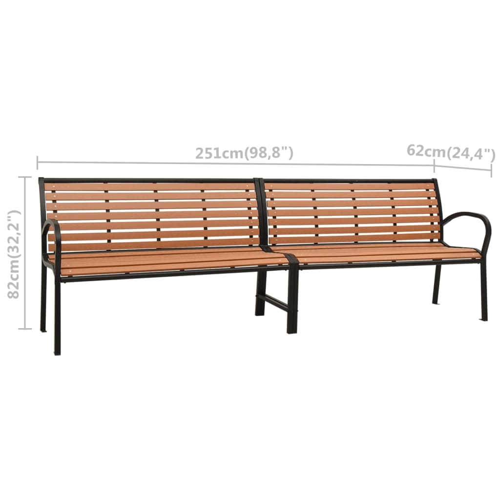 vidaXL Twin Patio Bench 98.8" Steel and WPC 317128