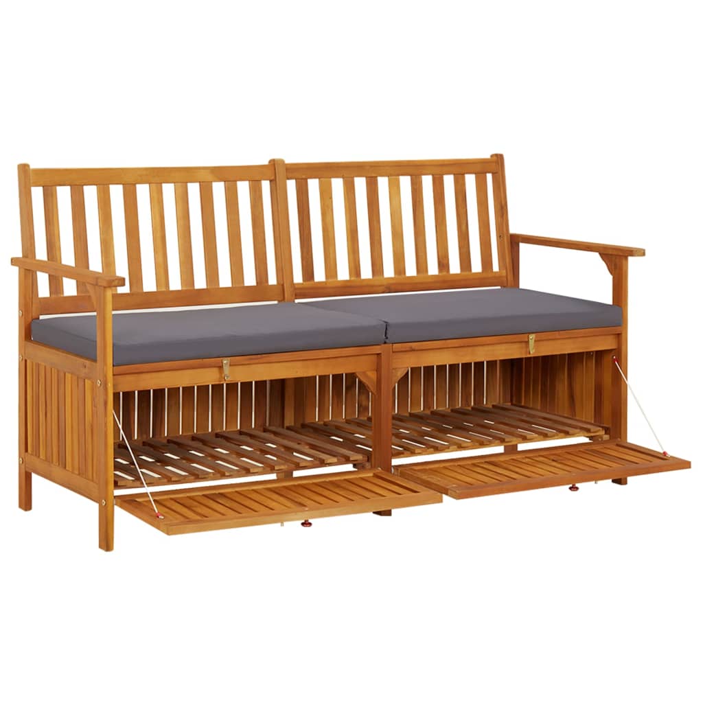 vidaXL Storage Bench with Cushion 58.3" Solid Wood Acacia 316740