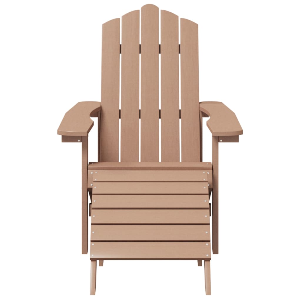 vidaXL Patio Adirondack Chair with Footstool HDPE Brown 318647