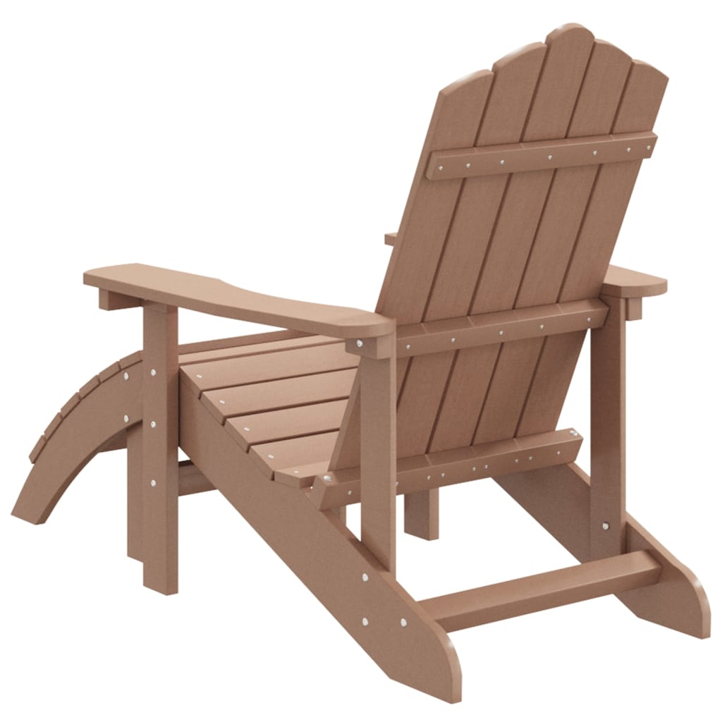 vidaXL Patio Adirondack Chair with Footstool HDPE Brown 318647