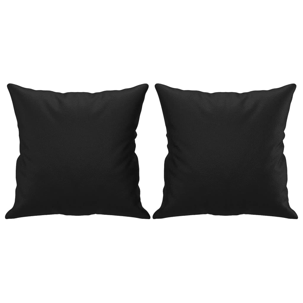 vidaXL Throw Pillows 2 pcs Black 15.7"x15.7" Faux Leather 349479