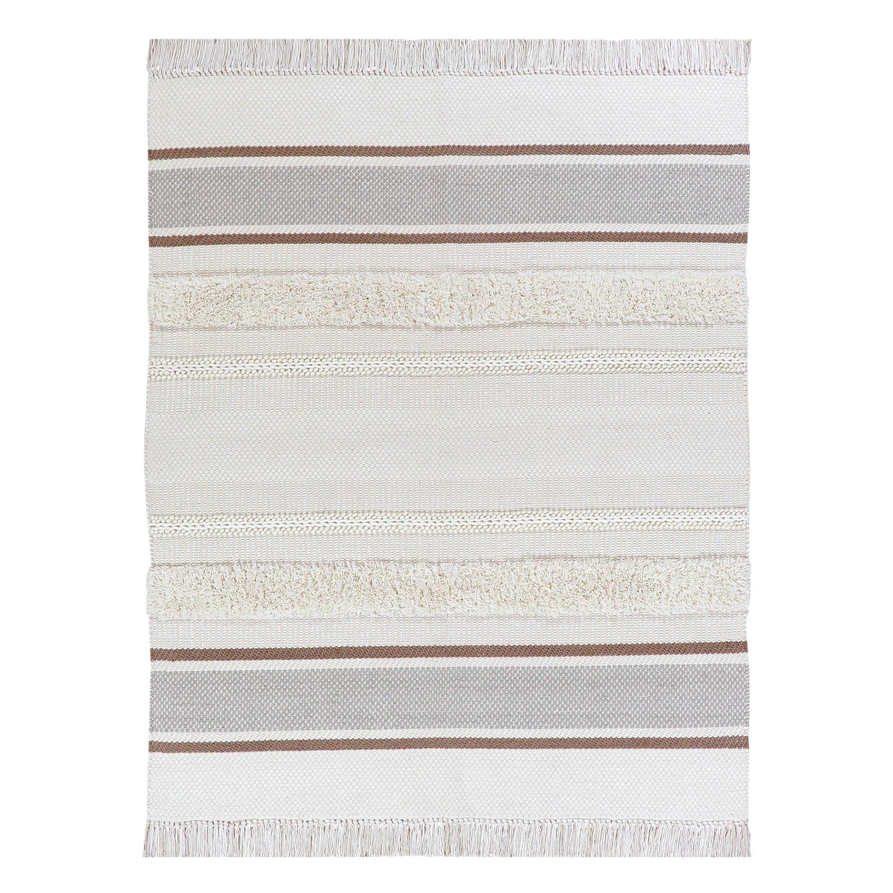 (B801) Honeybloom Ivory Striped Area Rug, 8x10 - nybusiness