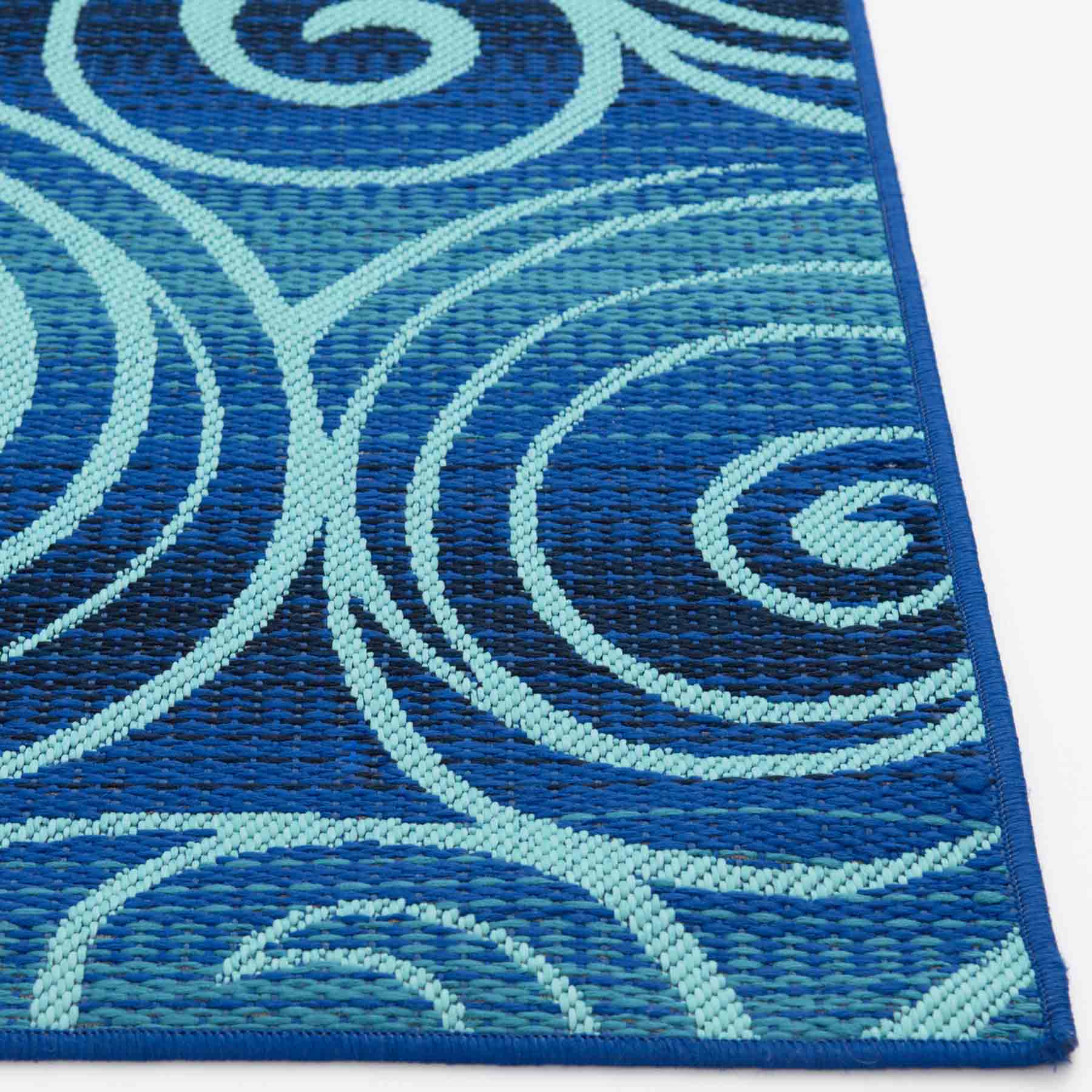 (E442) Scope Blue Wave Outdoor Area Rug, 8x10 - nybusiness